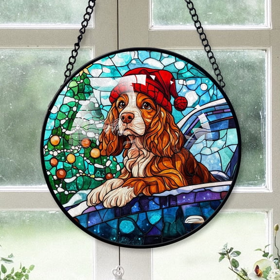 English Cocker Spaniel Christmas Tree Dog Ornament 2025 - English Cocker Spaniel Dog Christmas Stained Glass SunCatcher for Window, Dog Christmas Decoration, Christmas Keepsake