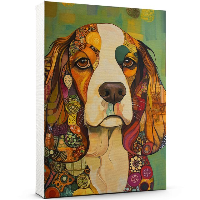 English Cocker Spaniel Dog Art Print Poster, Wall art Painting Decor, Abstract Funny Dog Poster ...