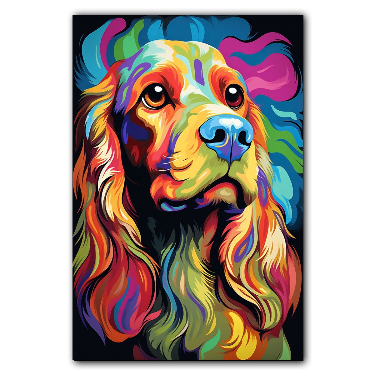 English Cocker Spaniel Dog Canvas Wall Art Colorful Pets Graffiti ...