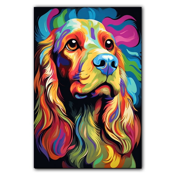 English Cocker Spaniel Dog Canvas Wall Art Colorful Pets Graffiti Highland Canvas Oil Painting Canvas Print Street Art Modern Artwork Living Bedroom Bathroom Home Office Decor