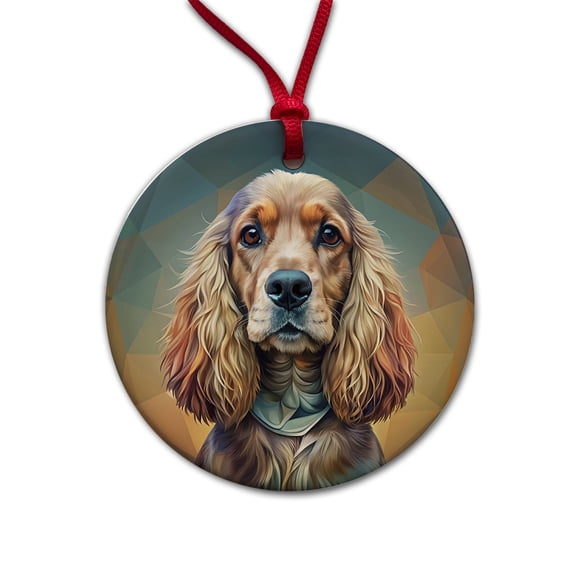 English Cocker Spaniel Dog Contemporary Art Christmas Tree Holiday Round Ceramic Ornament