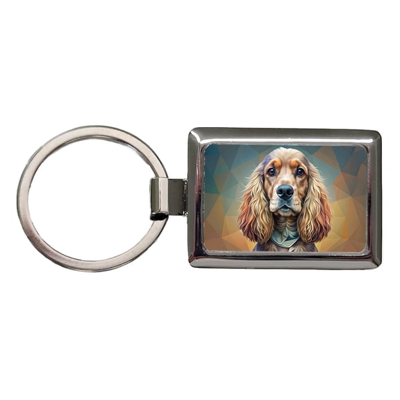 English Cocker Spaniel Dog Contemporary Art Metal Rectangle Keychain