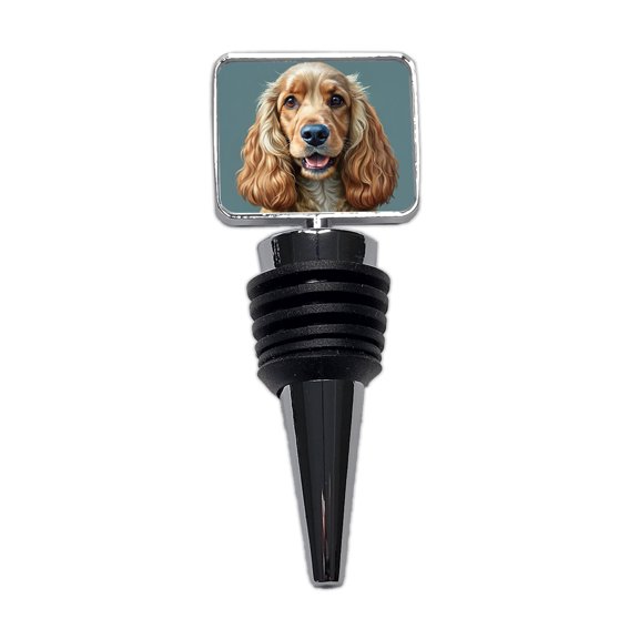 English Cocker Spaniel Dog Illustration Wine Bottle Stopper Cap Plug