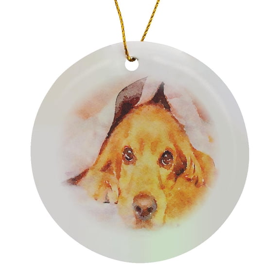 3drose, English Cocker Spaniel Dog Image of Watercolor Painting, Circle Porcelain Ornament