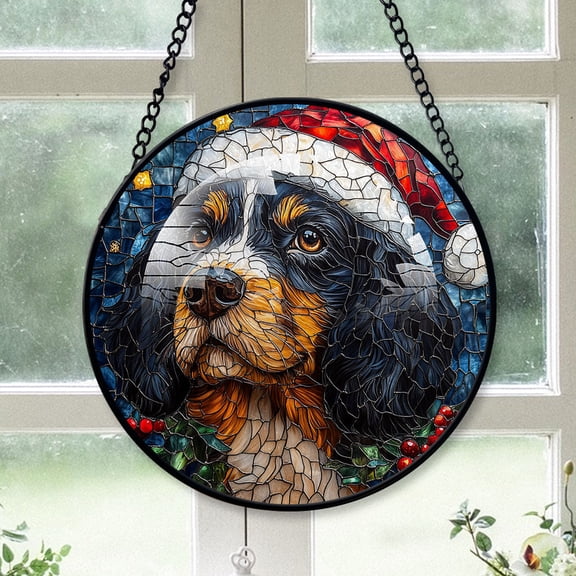 English Cocker Spaniel Dog Ornament Christmas 2025 - English Cocker Spaniel Dog Christmas Stained Glass SunCatcher for Window , Dog Christmas, Xmas Gifts, Christmas Keepsake