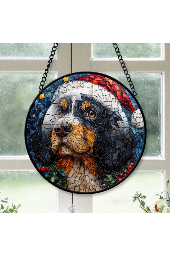 English Cocker Spaniel Dog Ornament Christmas 2025 - English Cocker Spaniel Dog Christmas Stained Glass SunCatcher for Window , Dog Christmas, Xmas Gifts, Christmas Keepsake