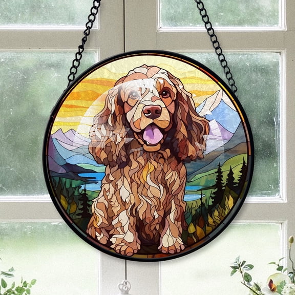 English Cocker Spaniel Dog Ornament Christmas 2025 - English Cocker Spaniel Dog Christmas Tree Stained Glass SunCatcher for Window, Dog Christmas, Xmas Dog Decor Christmas