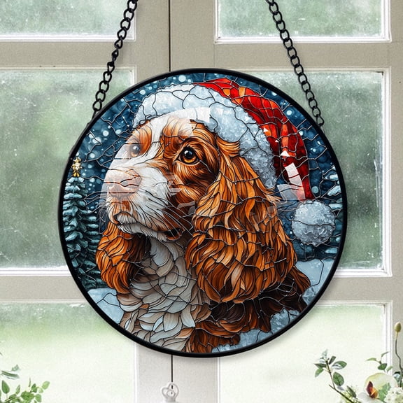 English Cocker Spaniel Dog Ornament Christmas 2025 - English Cocker Spaniel Dog Stained Glass SunCatcher for Window Christmas Tree, Dog Decor, Holiday, Xmas Gift