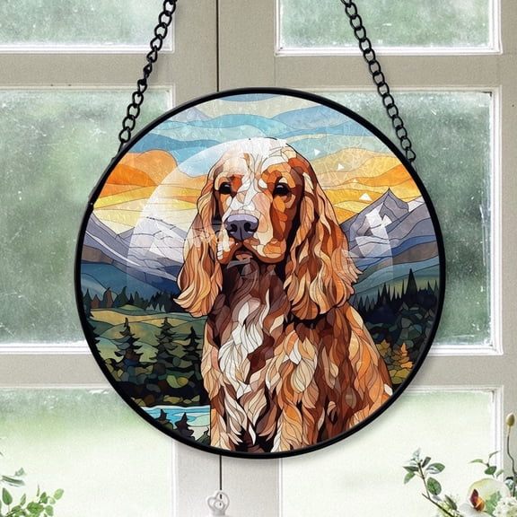 English Cocker Spaniel Dog Ornament Christmas 2025 - English Cocker Spaniel Dog Stained Glass SunCatcher for Window Decor, Christmas Keepsake, Dog Christmas, Xmas Gifts
