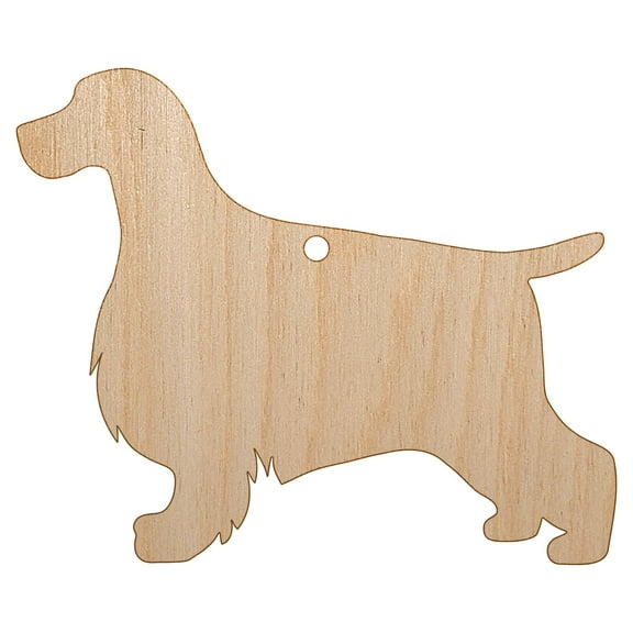 English Cocker Spaniel Dog Solid Wood Holiday Christmas Tree Ornament Unfinished DIY Pre-Drilled Craft