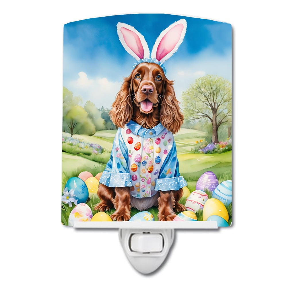 English Cocker Spaniel Easter Egg Hunt Ceramic Night Light 4 in x 6 in