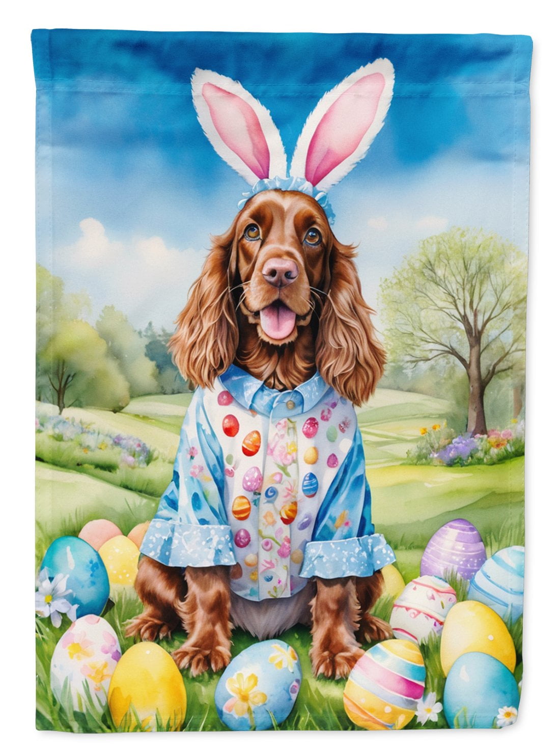 English Cocker Spaniel Easter Egg Hunt Garden Flag 11.25 in x 15.5 in