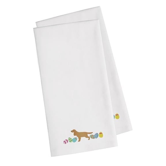 English Cocker Spaniel Easter White Embroidered Kitchen Towel - Set of 2