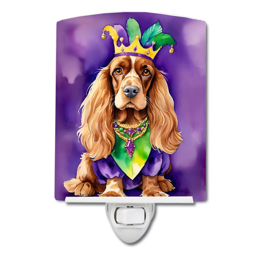 English Cocker Spaniel King of Mardi Gras Ceramic Night Light 4 in x 6 in