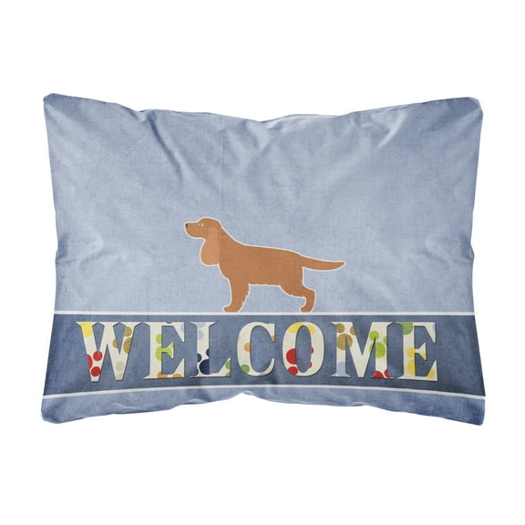 English Cocker Spaniel Welcome Canvas Fabric Decorative Pillow