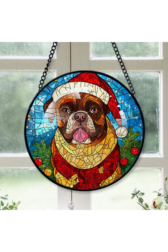 English Cocker Spaniel Xmas Dog Ornament Christmas 2025 - English Cocker Spaniel Dog Christmas Stained Glass SunCatcher for Window, Dog Gifts for Xmas