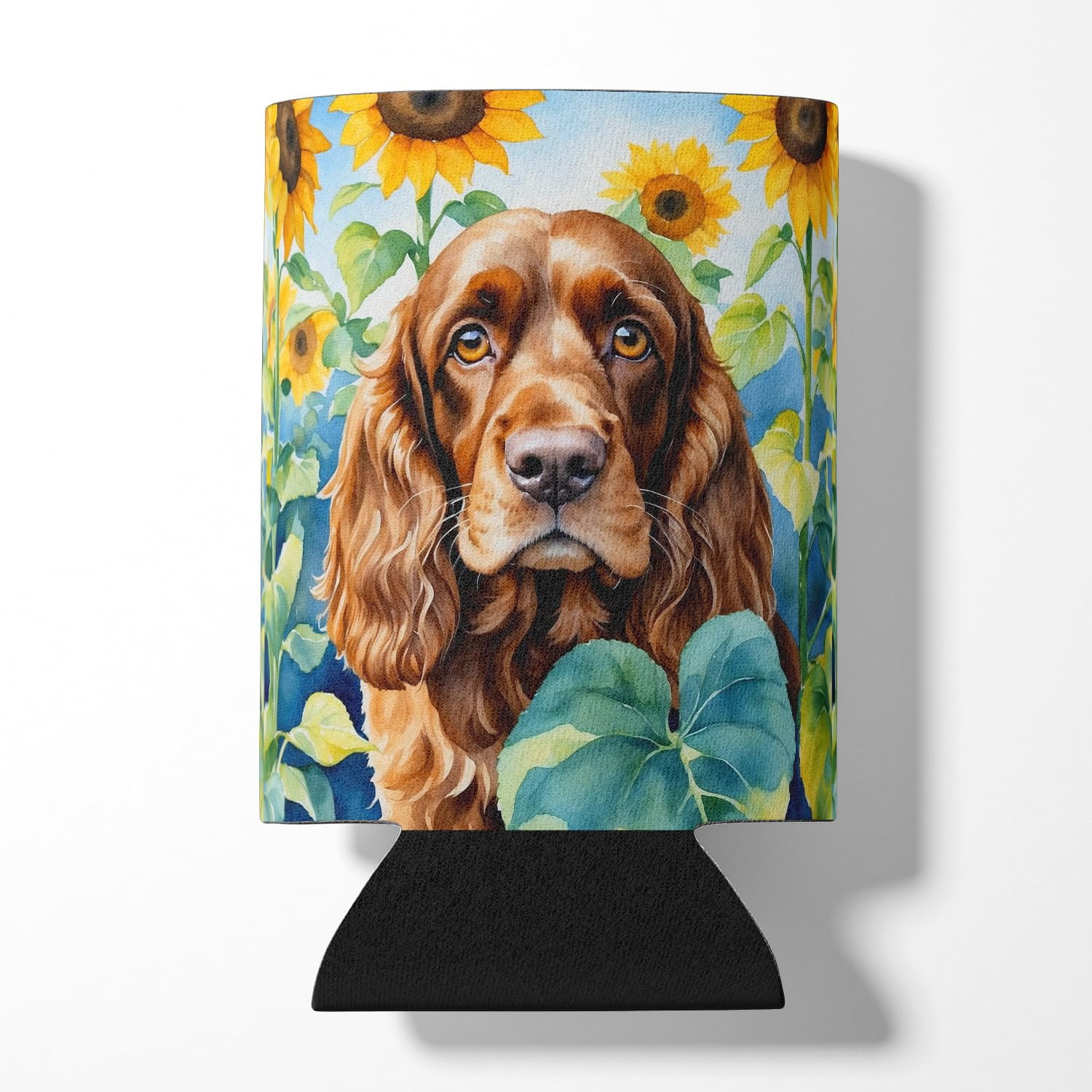 English Cocker Spaniel in Sunflowers Can or Bottle Hugger 3 in x 5 in