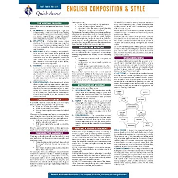 D Quick Reference Data Chart Pre-Owned English Composition and Style - REA's Quick Access Reference ...