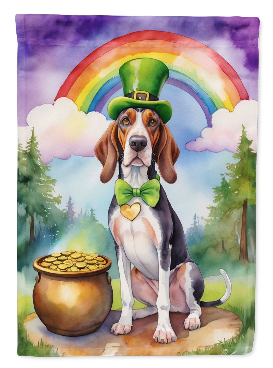 English Coonhound St Patrick's Day Garden Flag 11.25 in x 15.5 in