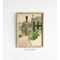 English Cottage Art Print Vintage House Painting Farmhouse Wall Decor Rustic Landscape Art Wall Art Rustic Charm Wall Art, Modern Wall Decor, 8x12 UNFRAMED