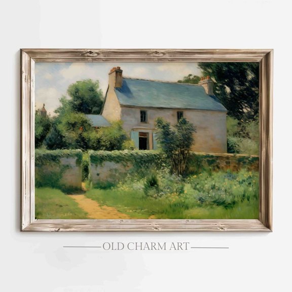 English Cottage : Summer Landscape Art Poster, Unframed Poster Size 12x18