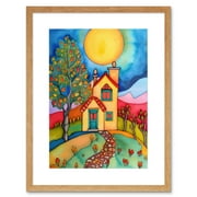 English Country Home Folk Art Artwork Framed Print Wall Art 9X7 Inch