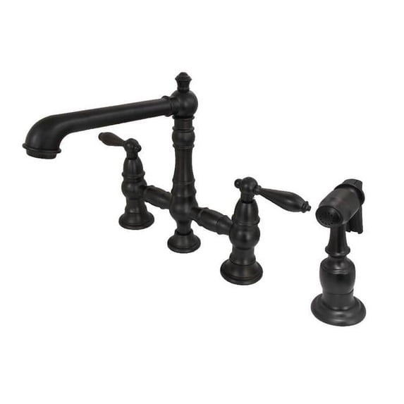 English Country Kitchen Faucet with Side Sprayer, Oil Rubbed Bronze