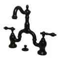 thumbnail image 1 of English Country Lavatory Bridge Faucet with Brass Pop-Up, Oil Rubbed Bronze, 1 of 1