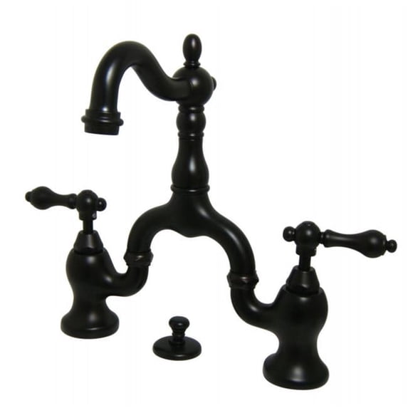 English Country Lavatory Bridge Faucet with Brass Pop-Up, Oil Rubbed Bronze