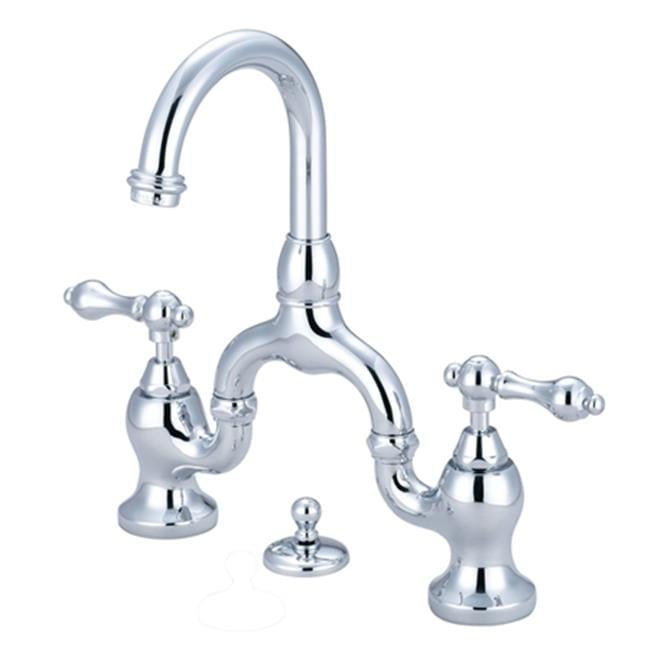 Victorian English Country Chrome Bathroom Faucet with Brass Pop-Up