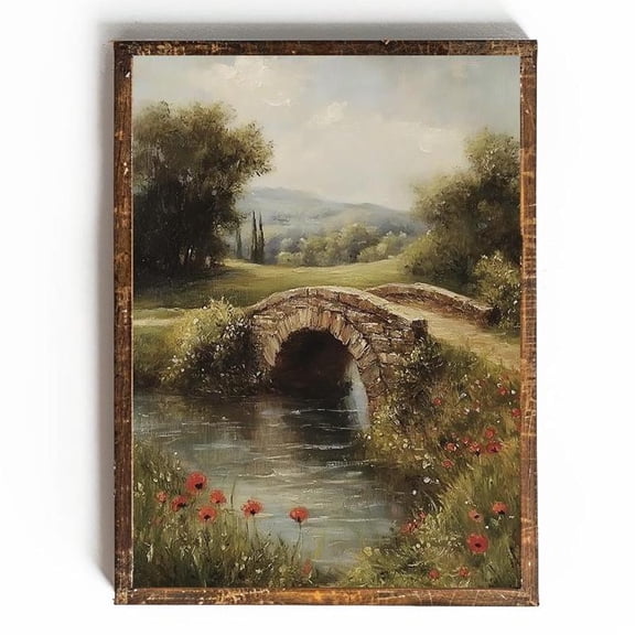 English Country Wall Art Vintage Bridge Cottagecore Wall Art French Country Art Summer Wall Art Cottagecore Art Posters, 24x36 UNFRAMED