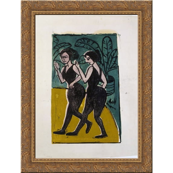 English Dancers 24x20 Gold Ornate Wood Framed Canvas Art by Ernst Ludwig Kirchner