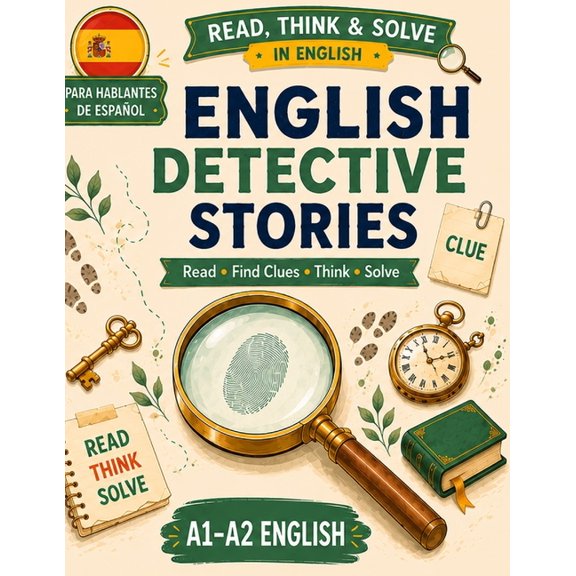 Read, Think & Solve in English English Detective Stories: Read, Find Clues, Think & Solve: A1-A2 English Reading, Vocabulary and Logic Practice for SPA, (Paperback)