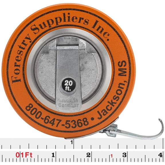 English Diameter Tape - 76 Inch Diameter - 20 Foot Linear - White Enameled with Black Graduations