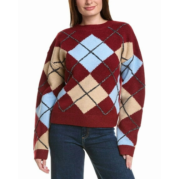 English Factory womens Argyle Sweater, l, Red