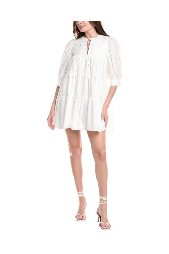 womens Blouson Sleeve Mini Dress, s, White
