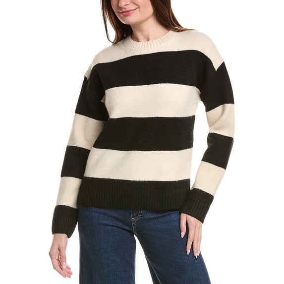 English Factory womens Bold Stripe Sweater, l, White