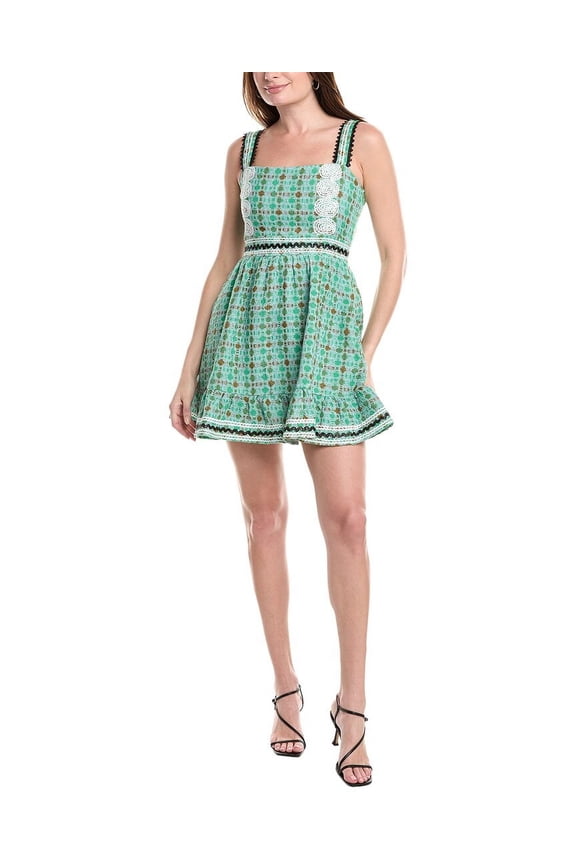womens Boucle Mini Dress, l, Green