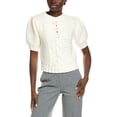 thumbnail image 1 of English Factory womens  Cable Puff Sleeve Sweater, l, White, 1 of 3