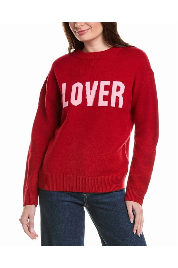 womens Crewneck Statement Sweater, m, Red