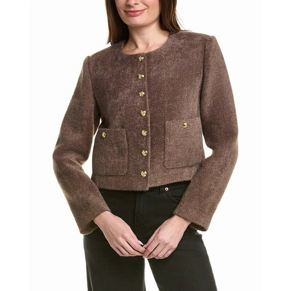 English Factory womens Cropped Jacket, m, Brown