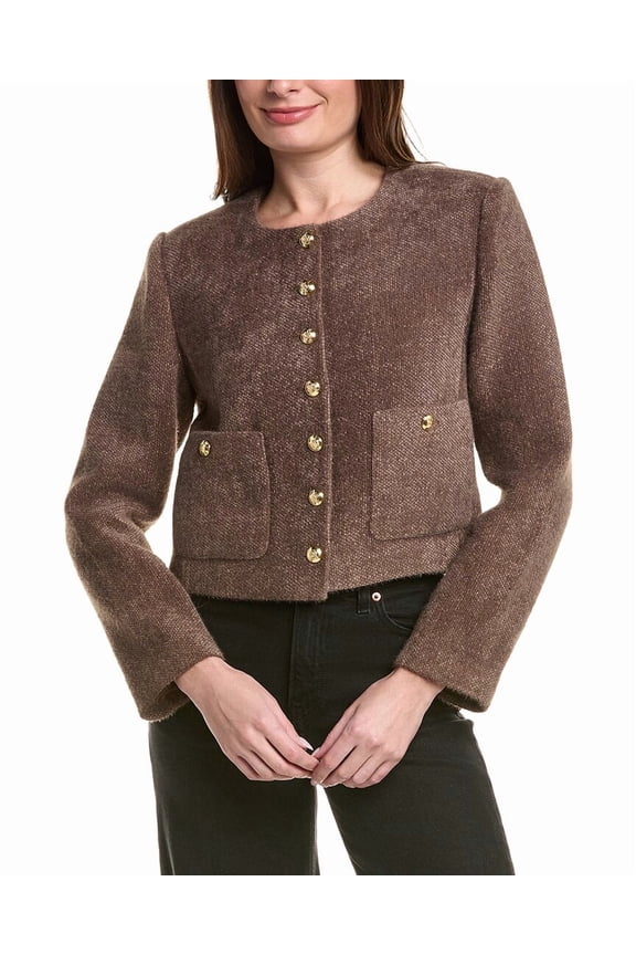 womens Cropped Jacket, s, Brown