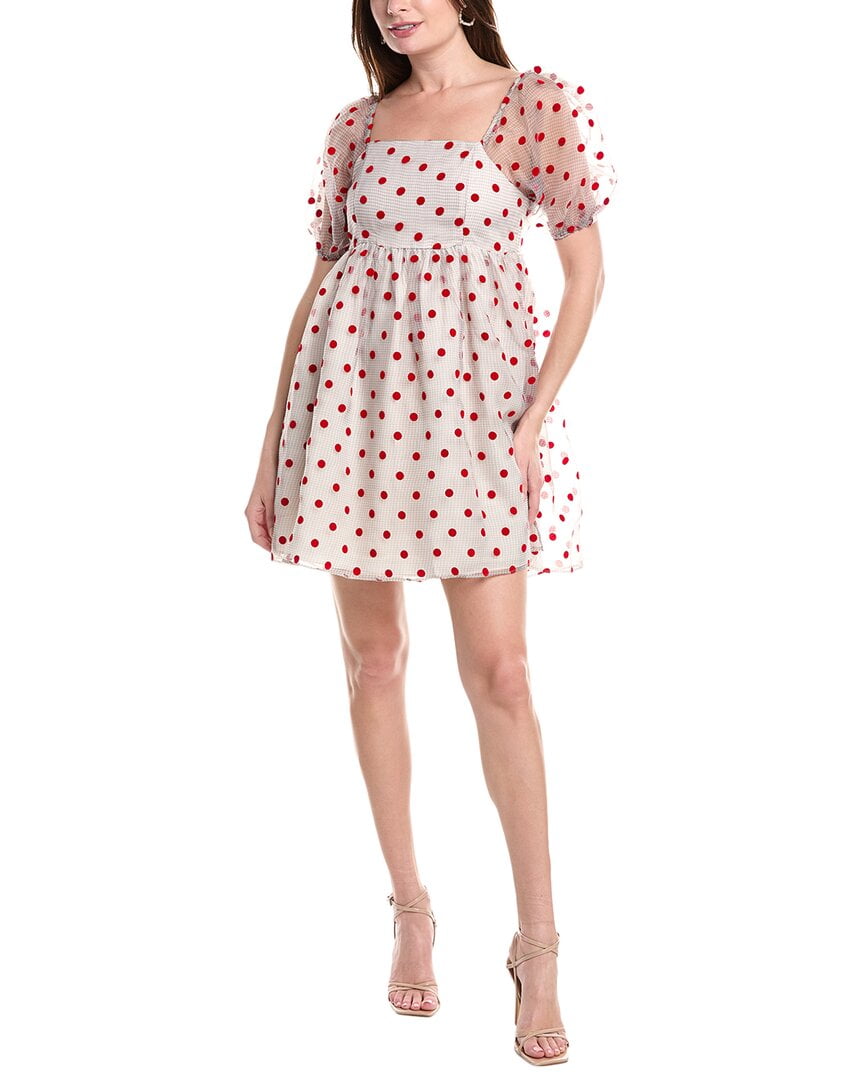 English Factory womens Flocked Dot Organza Babydoll Dress, s, Red -  Walmart.com
