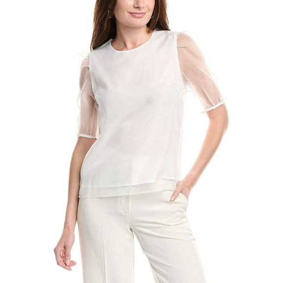 English Factory womens  Organza Mesh Blouse, xs, White