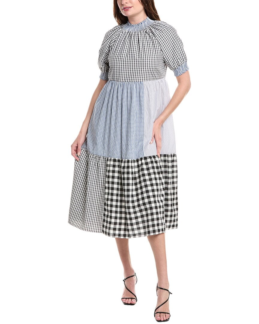 English Factory womens Patchwork Midi Dress, m, Blue - Walmart.com