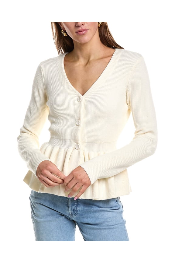 womens Peplum Knit Wool-Blend Sweater, m, White