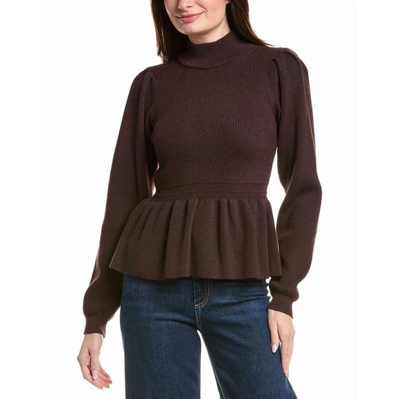 English Factory womens Peplum Waist Wool-Blend Top, s, Brown