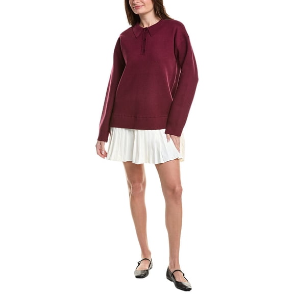 English Factory womens Polo Mixed Media Mini Dress, m, Red