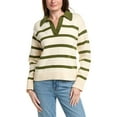 thumbnail image 1 of English Factory womens  Striped Collared Sweater, l, Green, 1 of 3