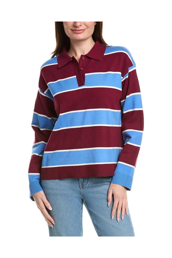 womens Striped Polo Shirt, xs, Blue